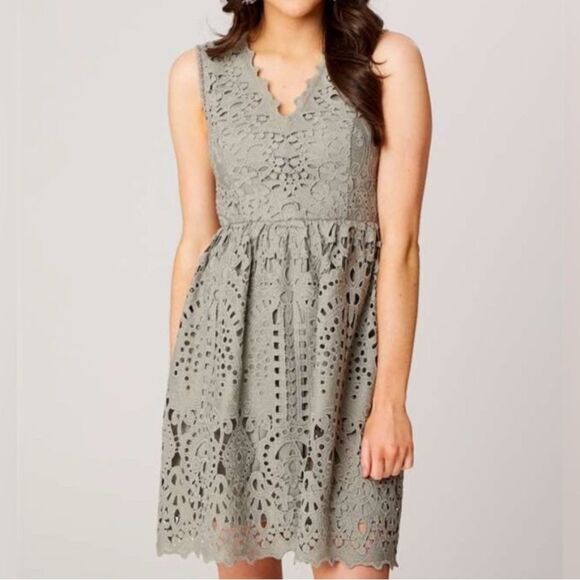 Altar'd State Dresses & Skirts - NEW Altar’d State Mini Dress Crochet Green Women’s Sz Lg Boho Cabin Feminine